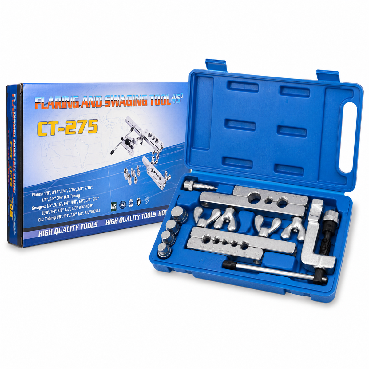 Caja del juego avellanador y expansor CT-275 de 45 grados para tubo de 1/8 a 3/4 de pulgada