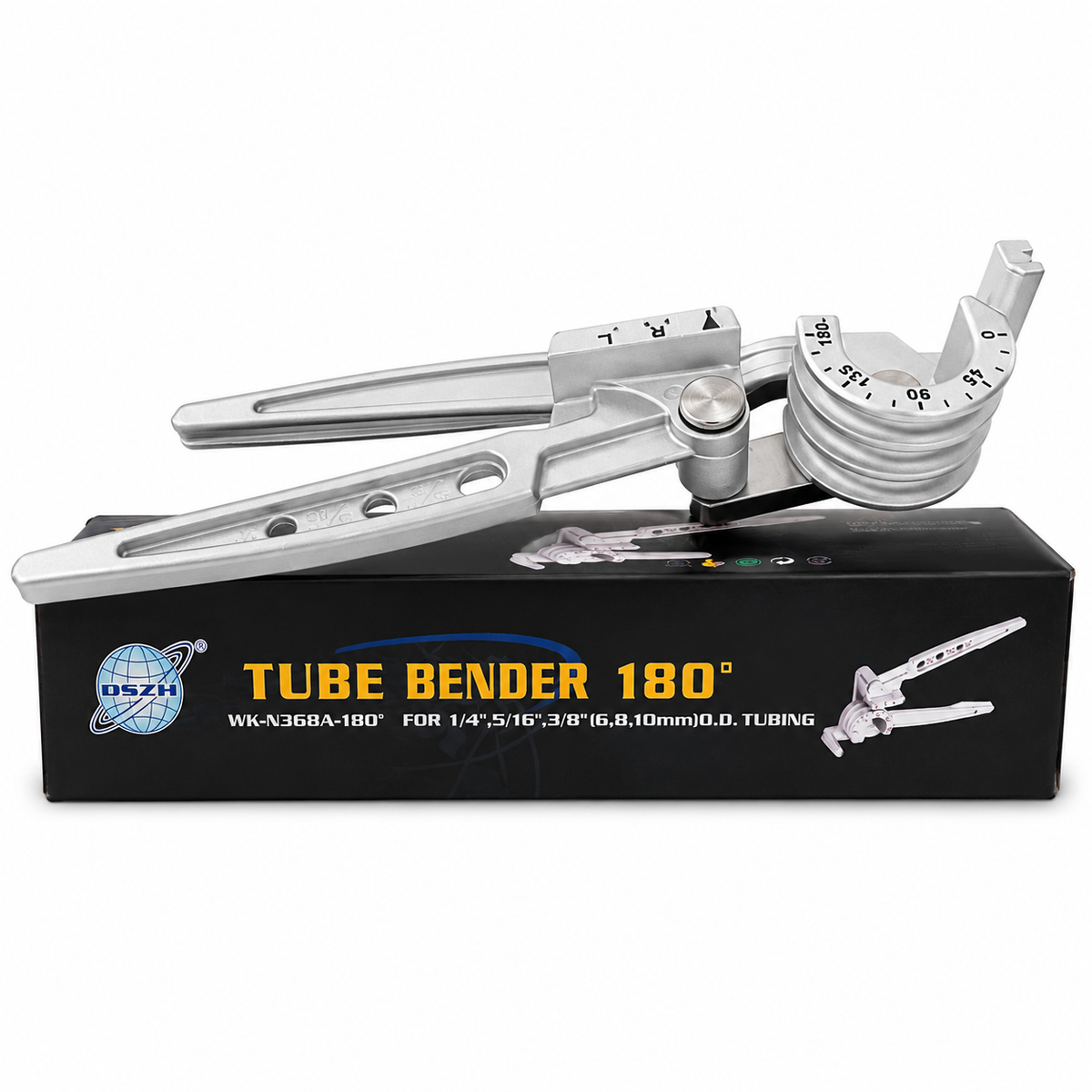 Caja lateral de la dobladora de tubo DSZH WK-N368A-180 con logo y medidas compatibles