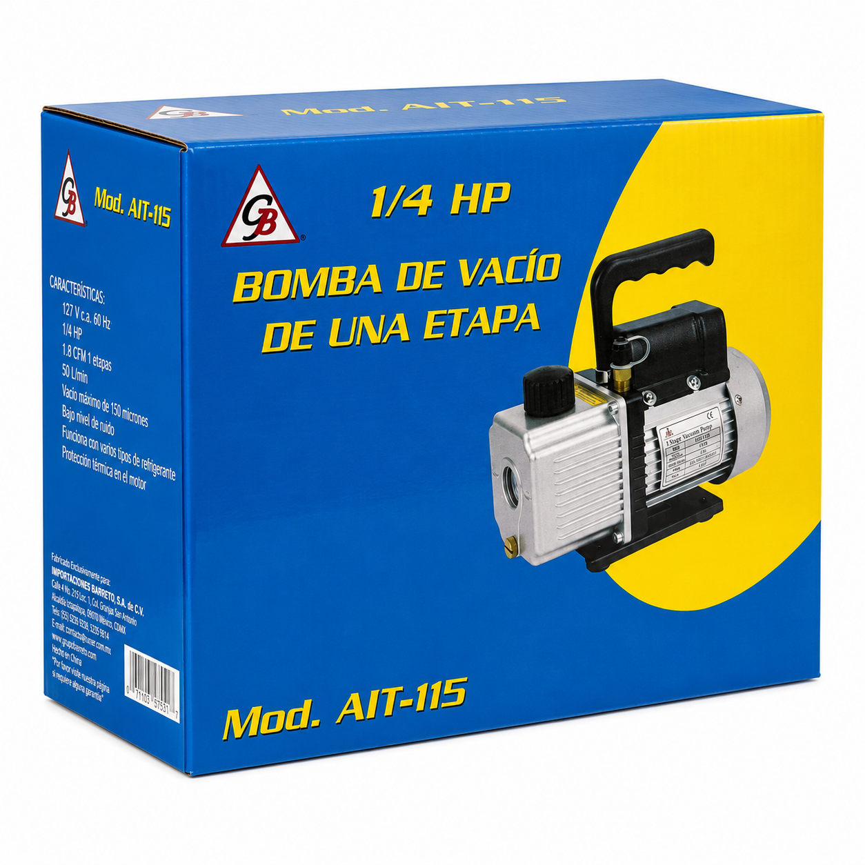 Bomba de vacío AIT-115 de 1/4 HP, 1 etapa, 1.8 CFM, para aire acondicionado y refrigeración – marca CB