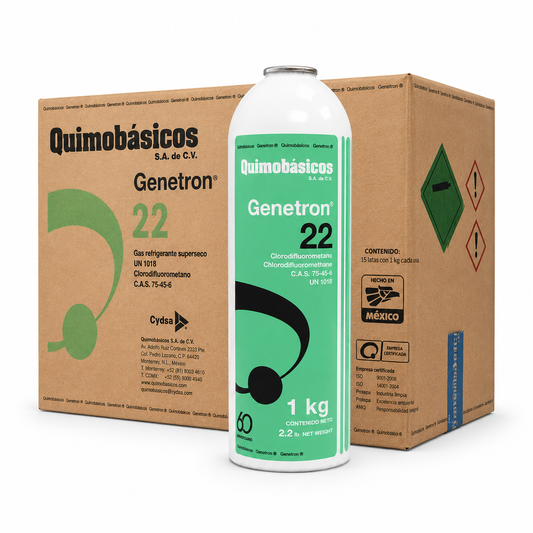 Caja de Gas Refrigerante R-22 1.0 KG Modelo: ATTGT22-1.0KGx12 Marca Genetron