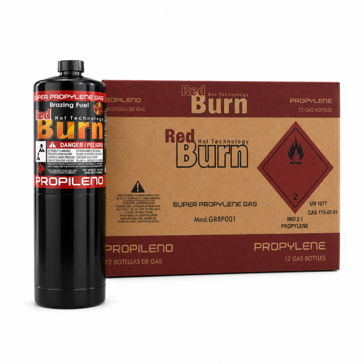 RedBurn Propileno 400 gr — gas propano para soldadura HVACR y plomería, alta temperatura de combustión para uniones en cobre plata bronce y aluminio