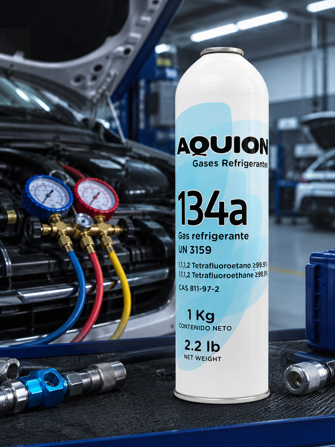 Gas Refrigerante R-134a 1.0 KG Modelo: ATTAQ134a-1.0KG Marca Aquion