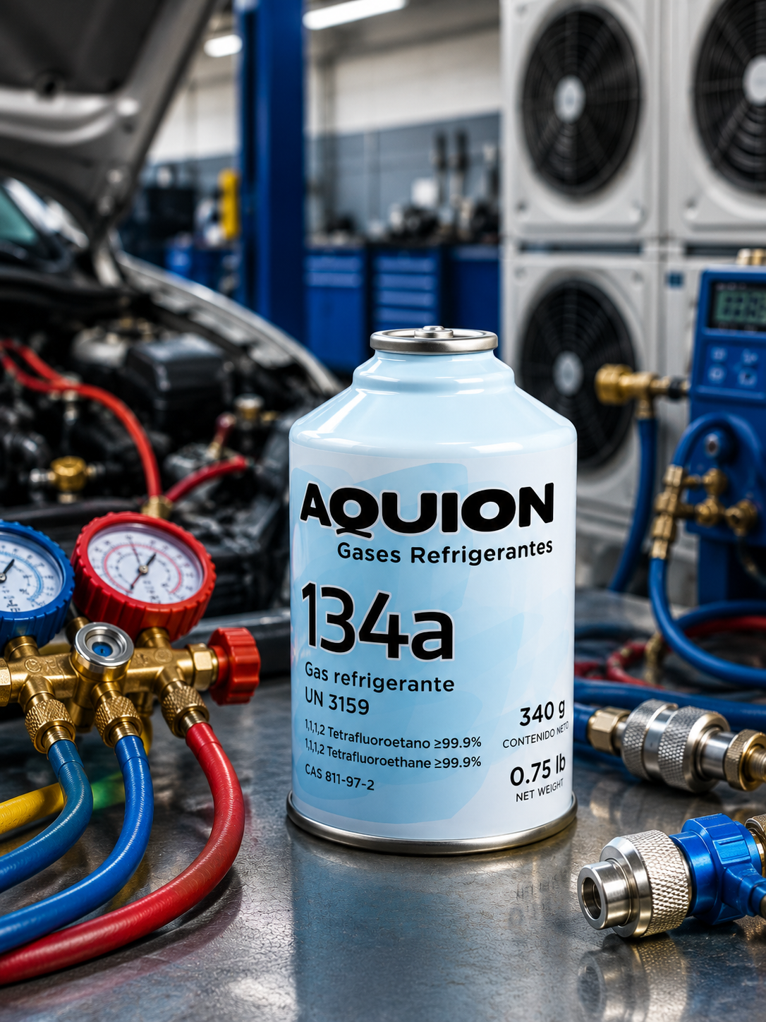 Gas Refrigerante R-134a 340 Gr Modelo: ATTAQ134a-340Gr Marca Aquion