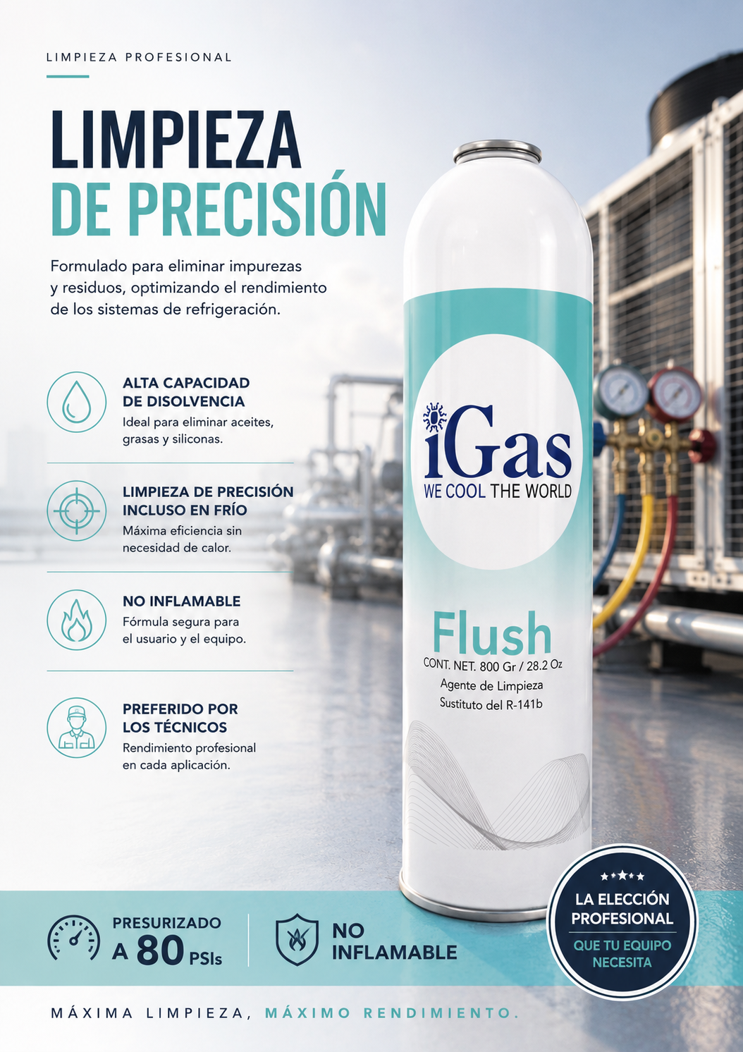 Agente de Limpieza iGas Flush 800 Gr Modelo: ATTiGFlush-800GR Marca iGas