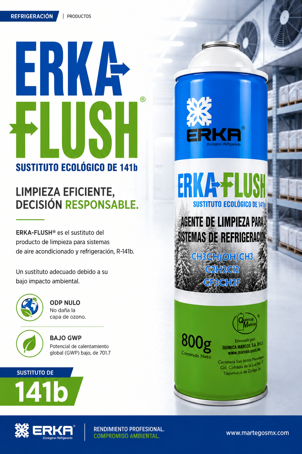 Agente de Limpieza Erka Flush 800 Gr Modelo: ATTRKFlush-800GR Marca Erka