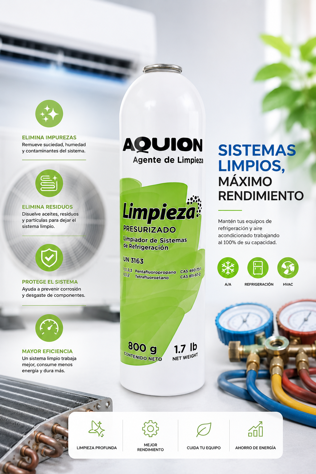 Agente de Limpieza Aquion Limpieza 800 Gr Modelo: ATTAQFlush-800GR Marca Aquion