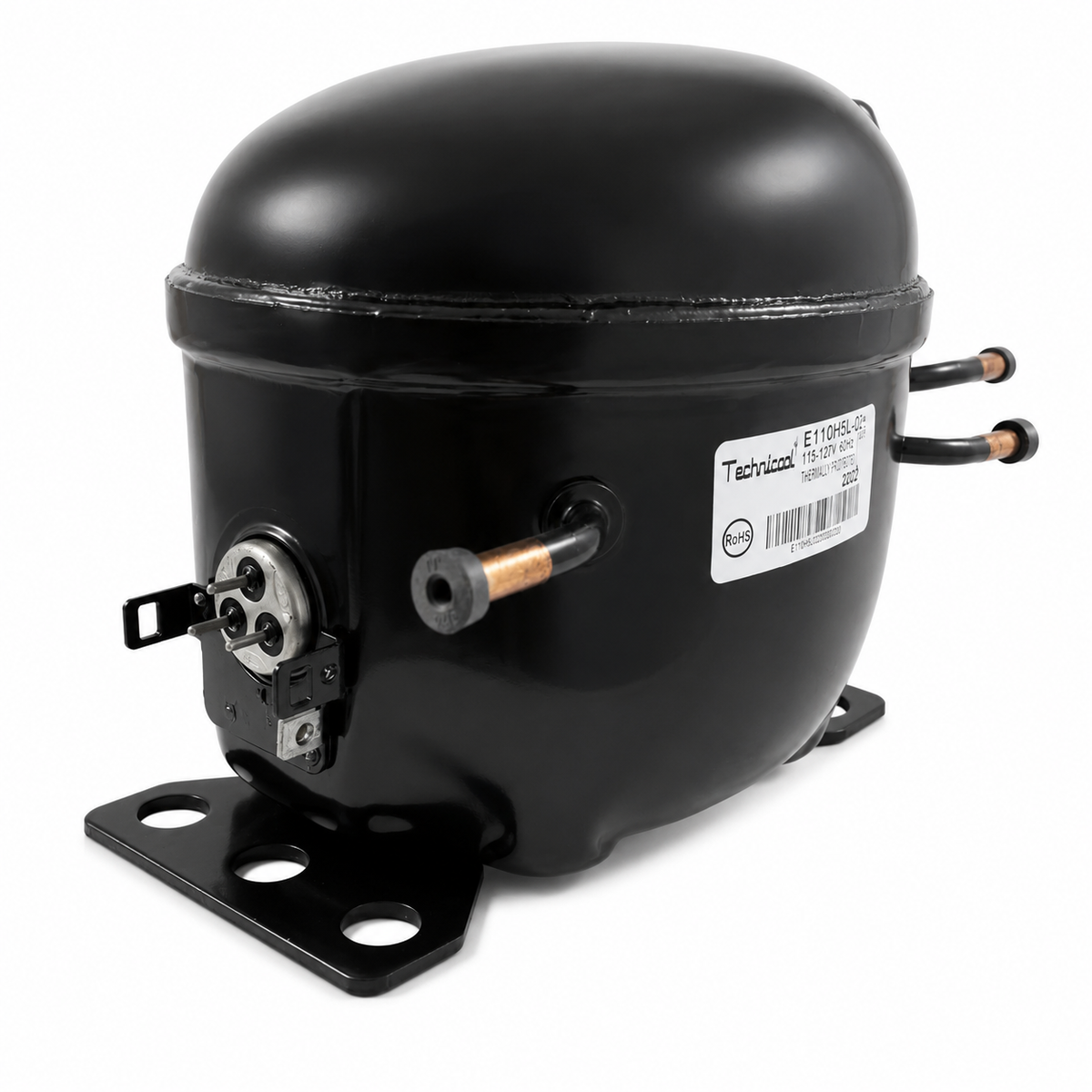 Compresor reciprocante Technicool 1/2 HP modelo E11H5L para refrigeración de baja temperatura con R-134a