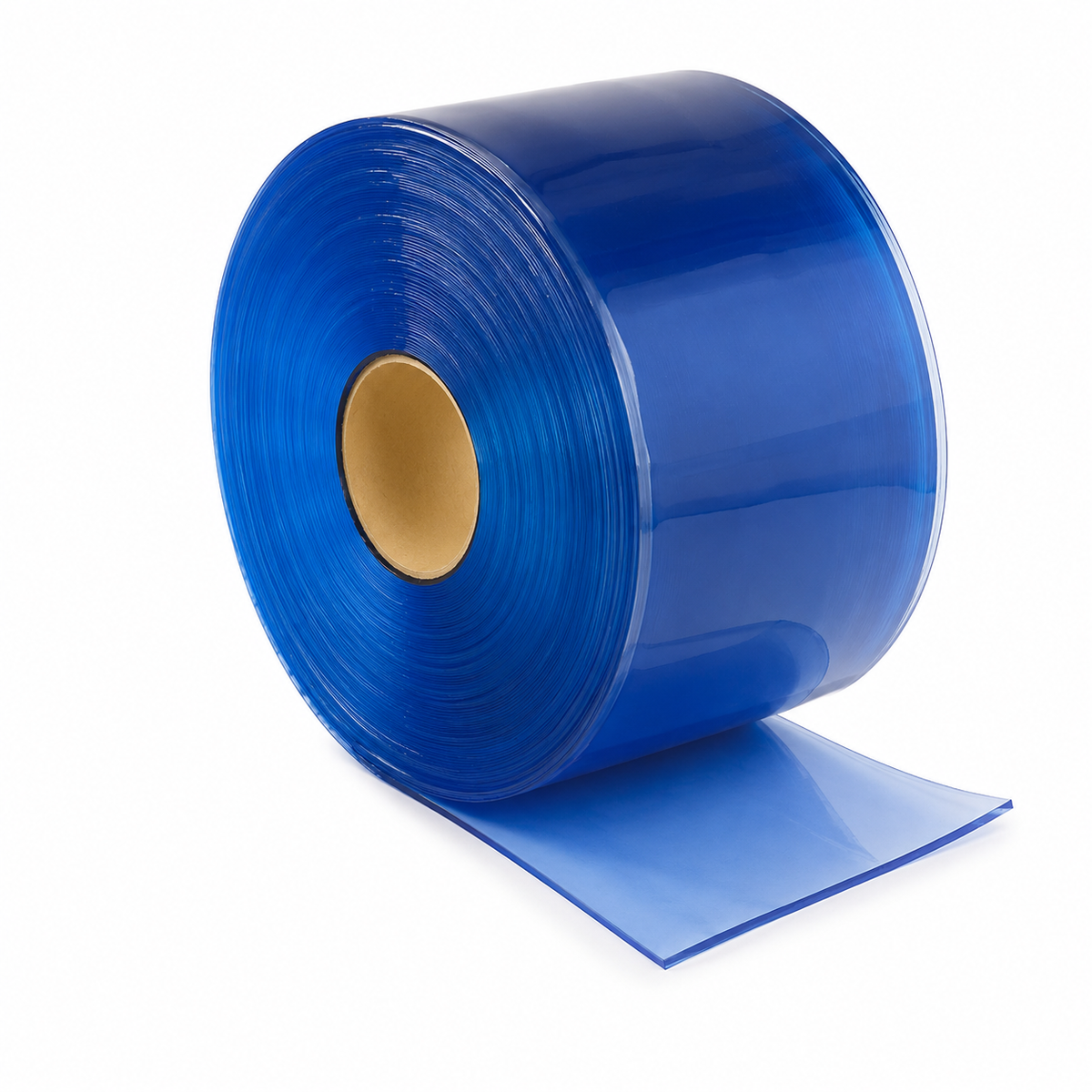 Cortina hawaiana de PVC de 8" lisa sin hilo, transparente y flexible de -40°C a 50°C. Rollo de 90 m para cuartos fríos y cámaras. Alta visibilidad y resistente.