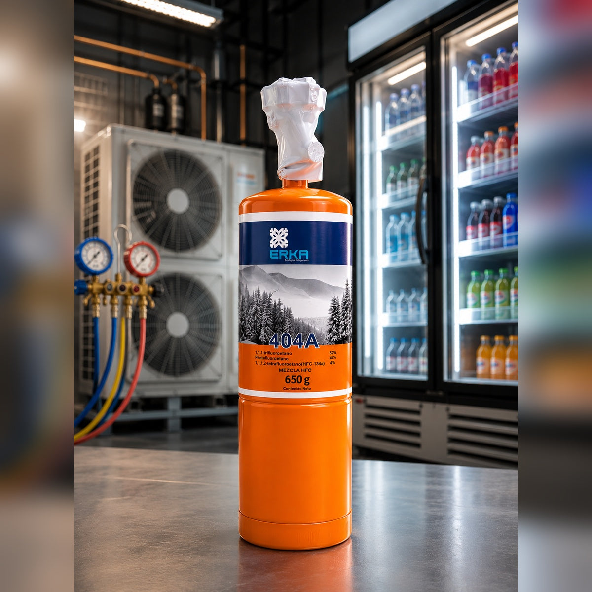 Caja de Gas Refrigerante R-404A 650gr/ 12 latas Modelo: ATTRK404A-650GRx12 Marca Erka