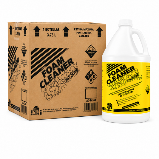 Foam Cleaner Adesa no-ácido 3.75 litros, caja de 4 botellas, desengrasante de alta espuma para serpentines de aire acondicionado