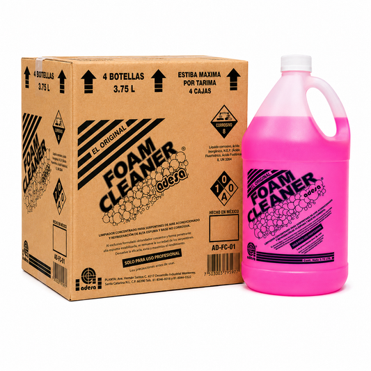 Foam Cleaner Adesa 3.75 litros, caja de 4 botellas, limpiador concentrado para serpentines de aire acondicionado y refrigeración