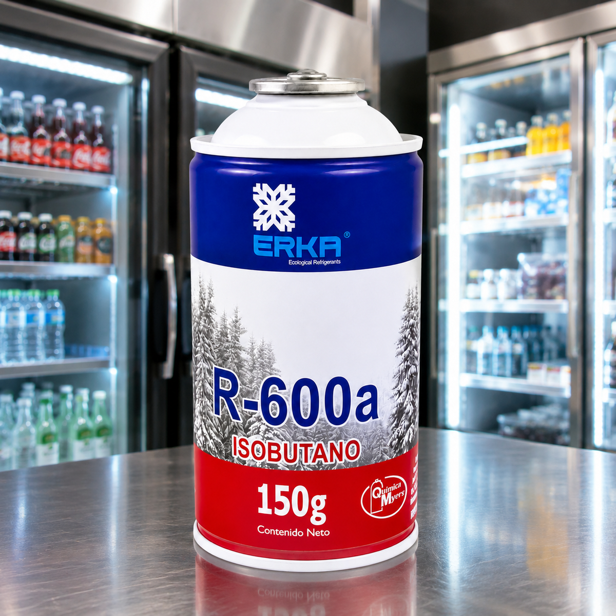 Gas refrigerante R-600a Erka Isobutano 150 gr — refrigerante ecológico natural para refrigeración doméstica y comercial, ODP cero, GWP mínimo
