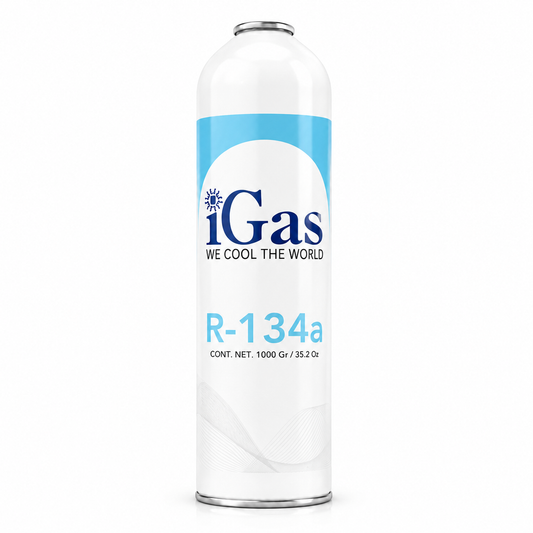 Gas refrigerante R-134a iGas 1 kg — para refrigeración automotriz y comercial, ODP cero, alta pureza