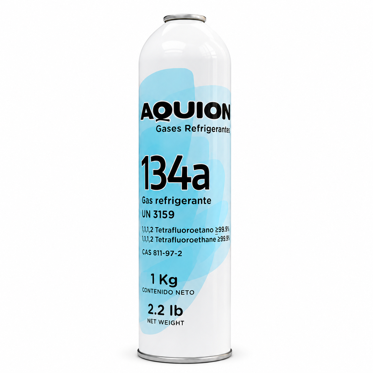 Gas refrigerante R-134a Aquion 1 kg — Tetrafluoroetano 99.9% pureza para refrigeración automotriz y comercial en México