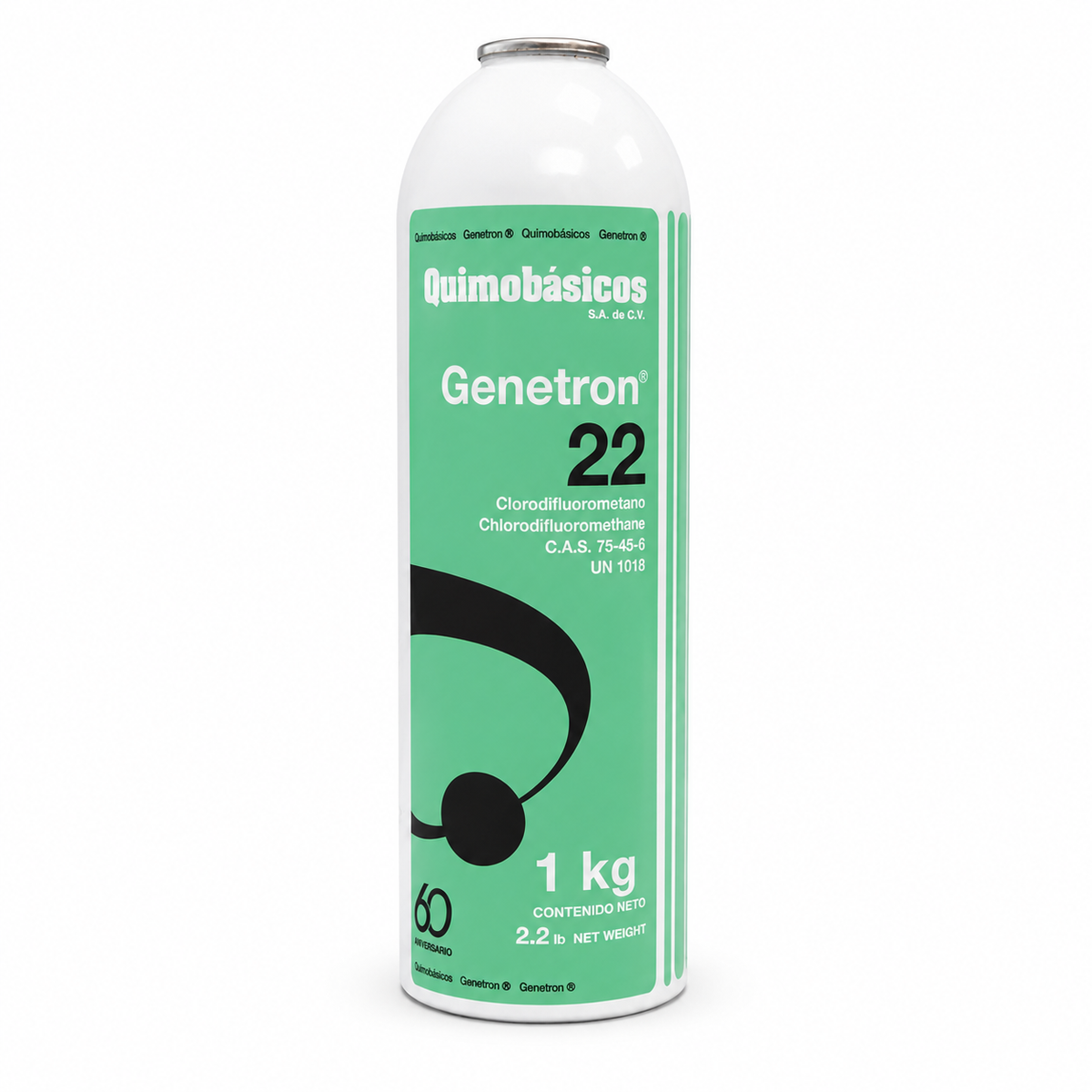 Gas refrigerante R-22 Genetron 22 Quimobásicos 1 kg — Clorodifluorometano para sistemas de aire acondicionado y refrigeración comercial en México