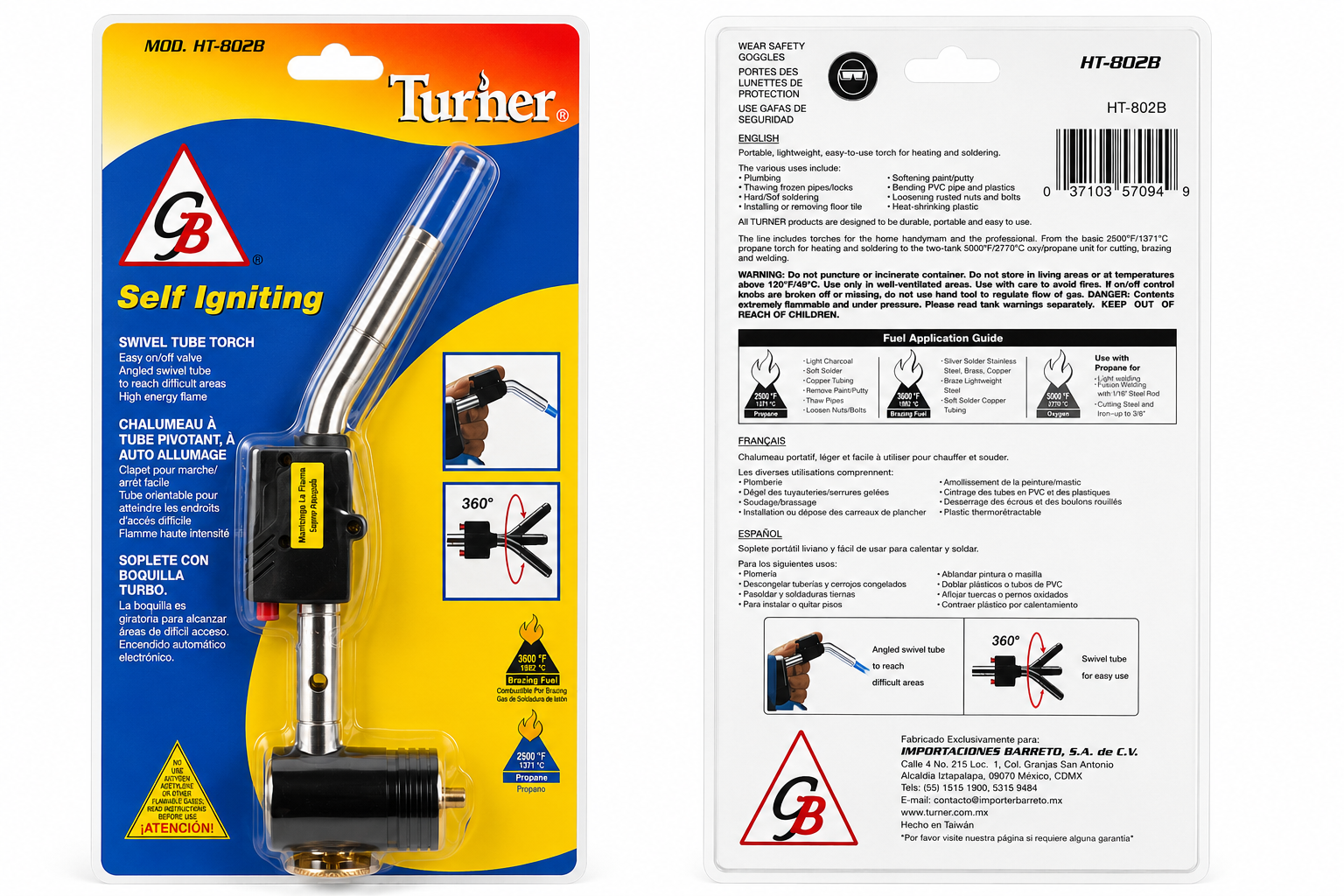 Boquilla electrónica Turner HT-802B — soplete self igniting con boquilla turbo giratoria 360° para soldadura en refrigeración y aire acondicionado, 3600°F