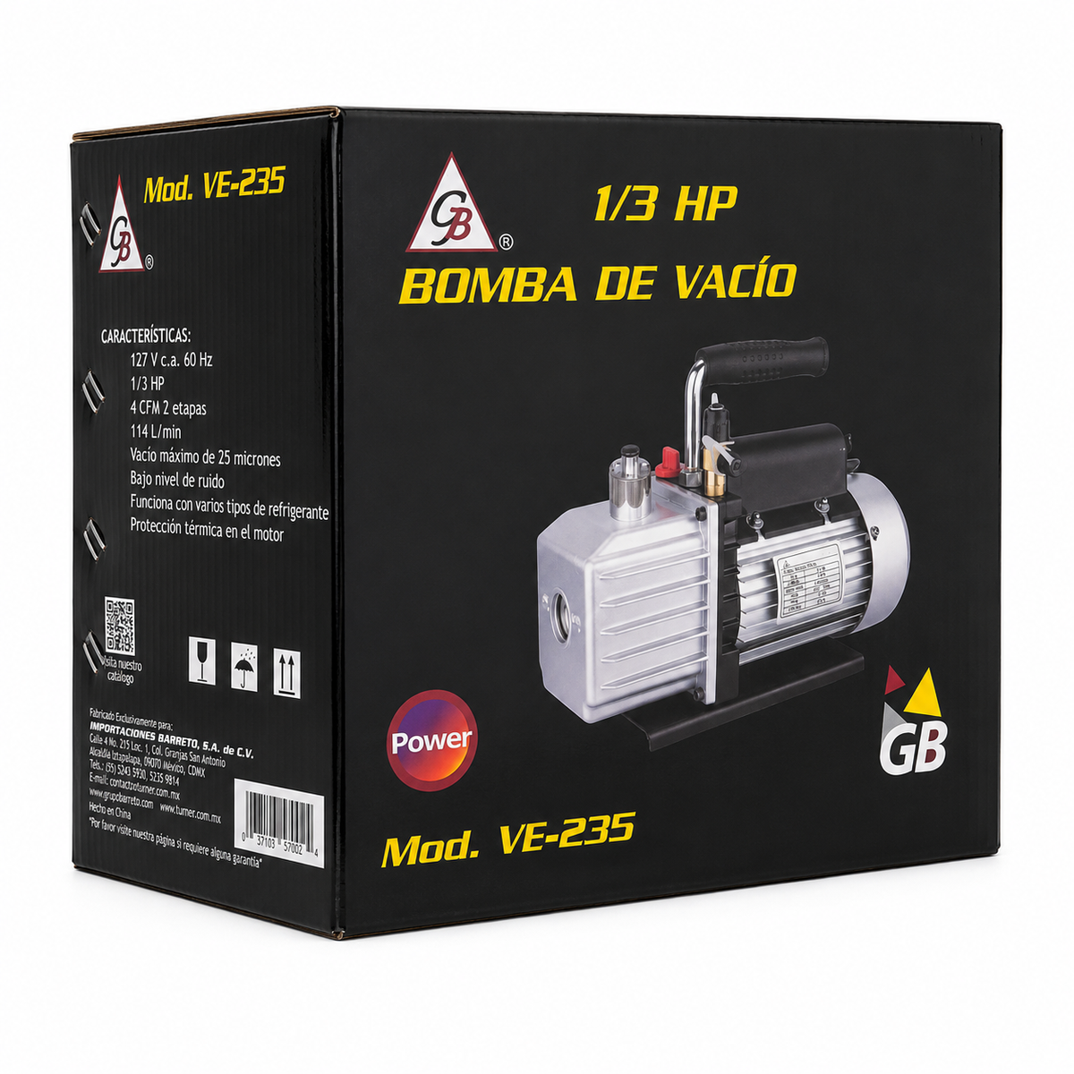 Bomba de vacío GB VE-235 de 1/3 HP, 2 etapas, 4 CFM, empaque original – aire acondicionado y refrigeración