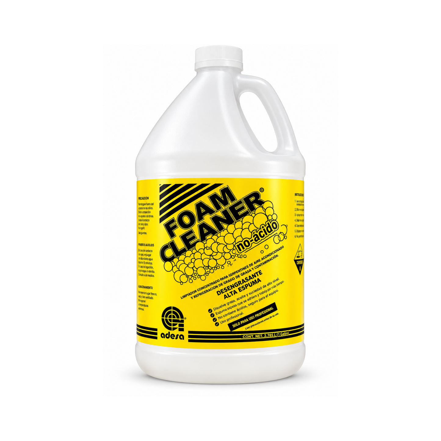 Foam Cleaner Adesa no-ácido 3.785 litros, desengrasante de alta espuma para serpentines de aire acondicionado, uso profesional